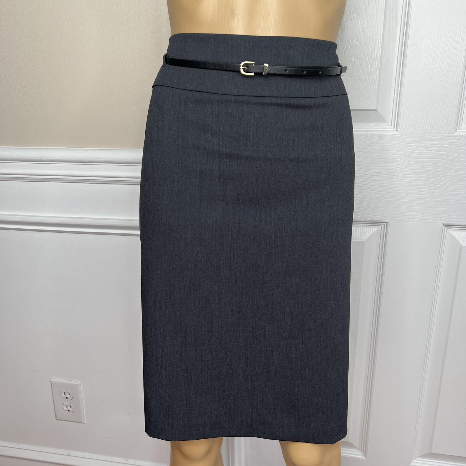 LIZ CLAIBORNE 2PC Charcoal Rayon Stretch Belted Skirt (Size 14) Suit (Size 16P)