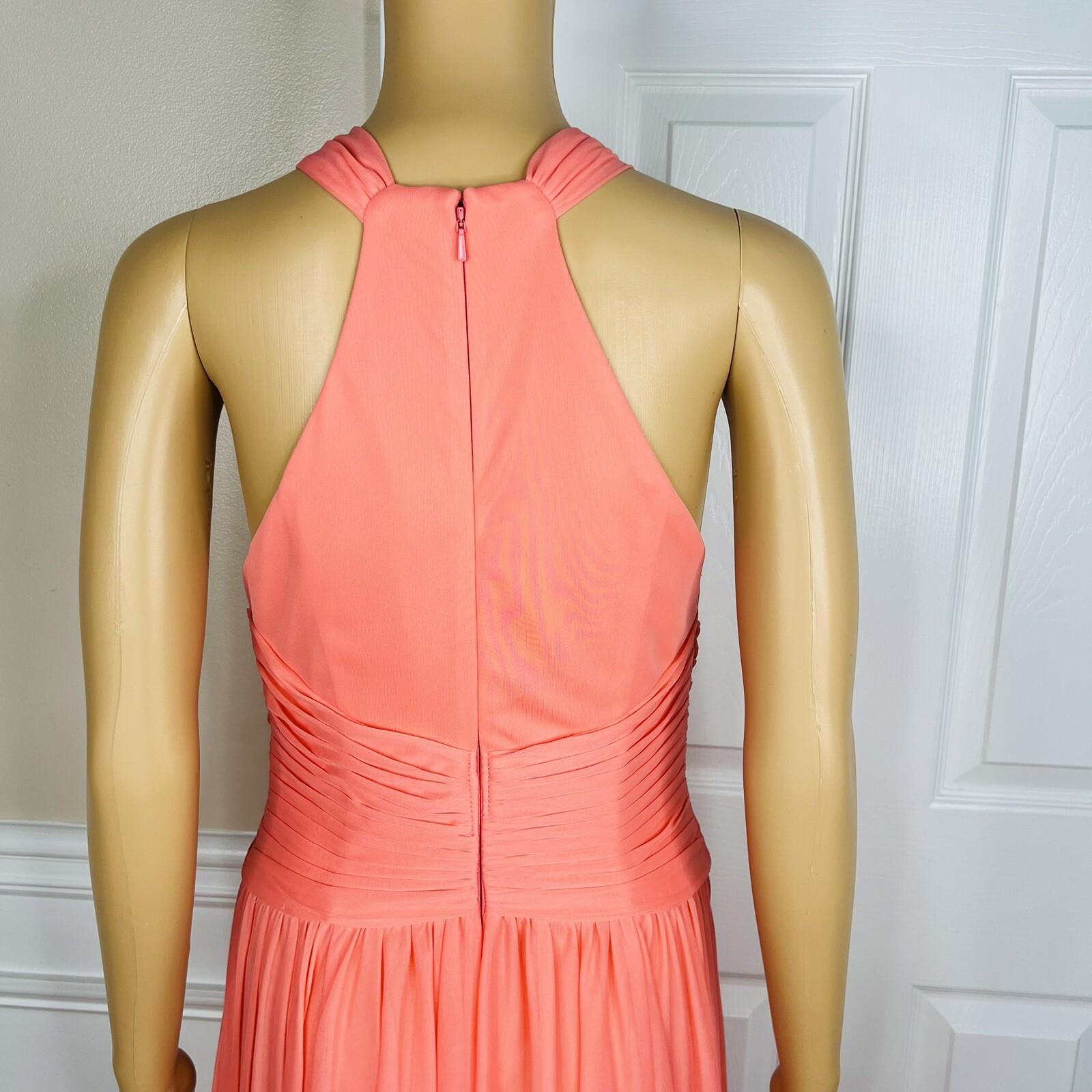 Celebrate DB Studio Mesh Gown Size 8 Salmon Halter Evening Dress Maxi