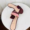 KATE SPADE Leather Maroon Pink Adjustable Strap Slip On Block Heel Sandals 7.5B
