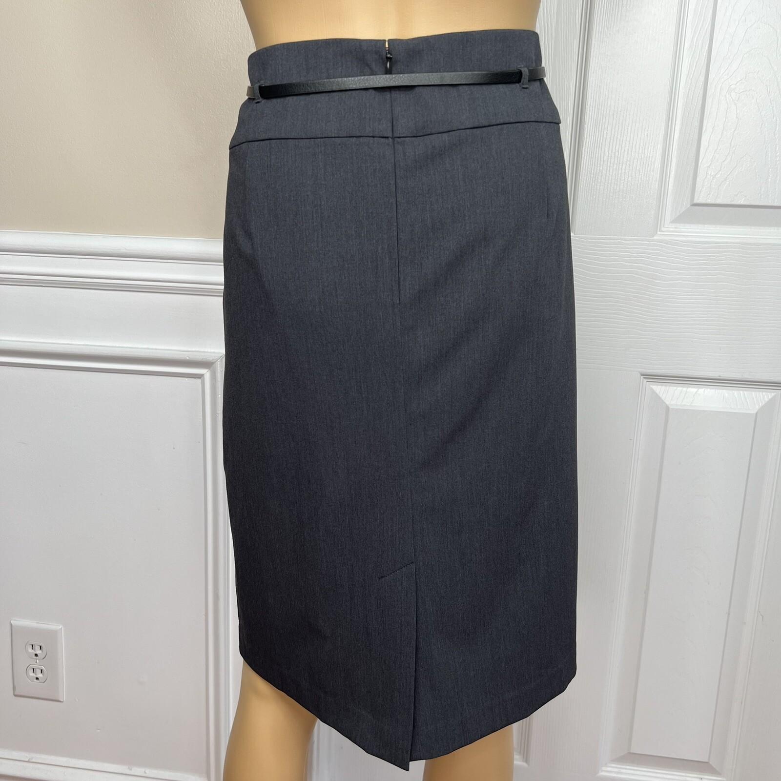 LIZ CLAIBORNE 2PC Charcoal Rayon Stretch Belted Skirt (Size 14) Suit (Size 16P)