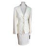 John Meyer Polyester Skirt Suit Size 10 Off White Striped Notch Collar 2PC New