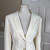 John Meyer Polyester Skirt Suit Size 10 Off White Striped Notch Collar 2PC New