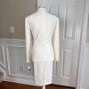 John Meyer Polyester Skirt Suit Size 10 Off White Striped Notch Collar 2PC New
