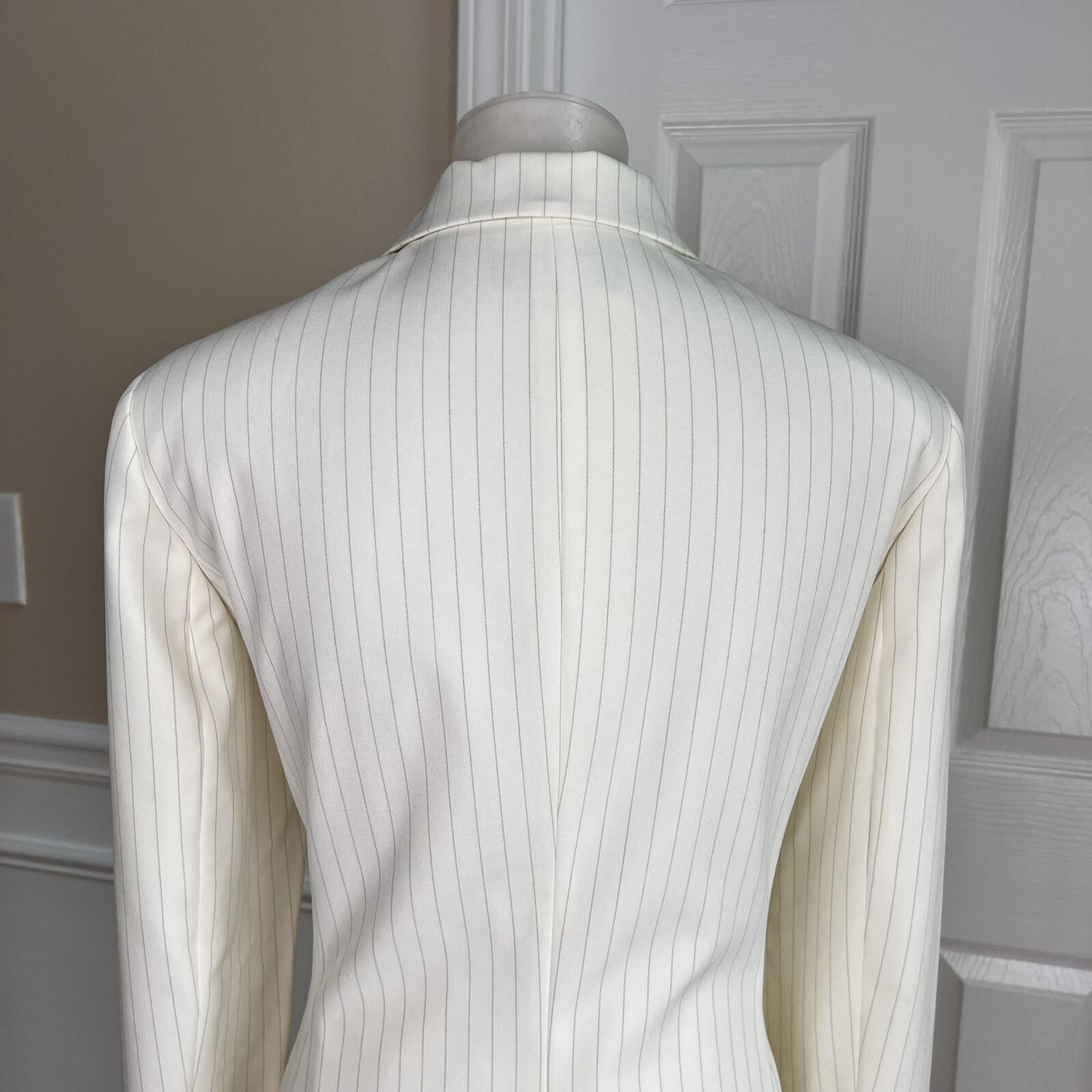 John Meyer Polyester Skirt Suit Size 10 Off White Striped Notch Collar 2PC New