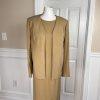 Anne Klein Women Polyester Dress Suit Size 10 Peanut Lined Collarless 2PC