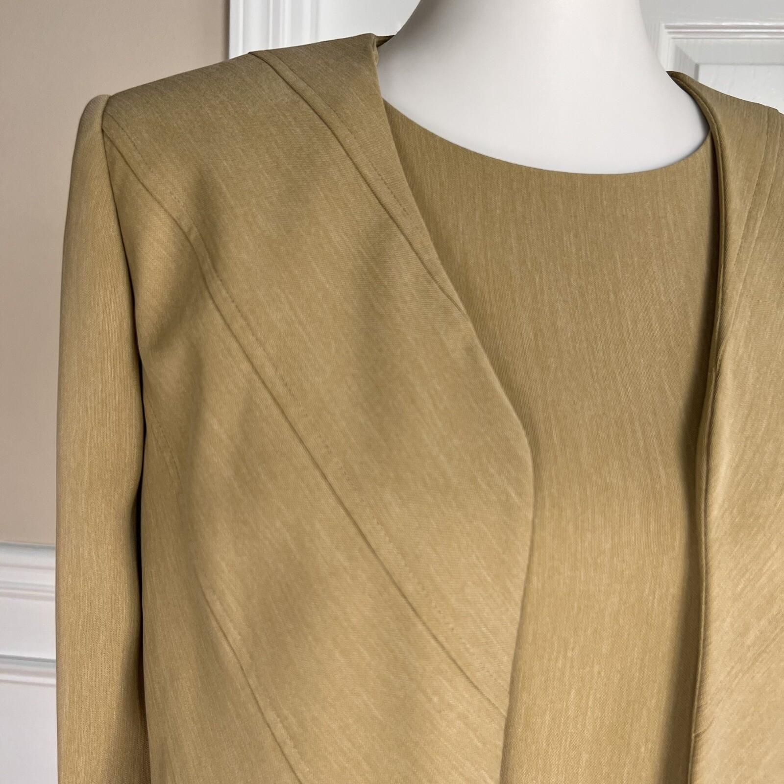 Anne Klein Women Polyester Dress Suit Size 10 Peanut Lined Collarless 2PC