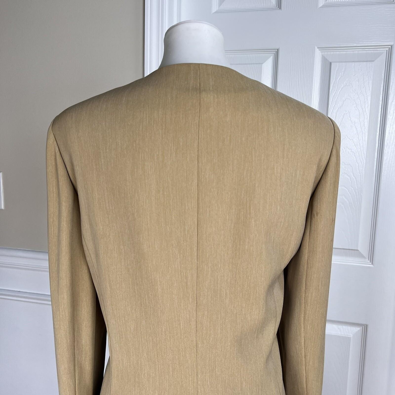 Anne Klein Women Polyester Dress Suit Size 10 Peanut Lined Collarless 2PC