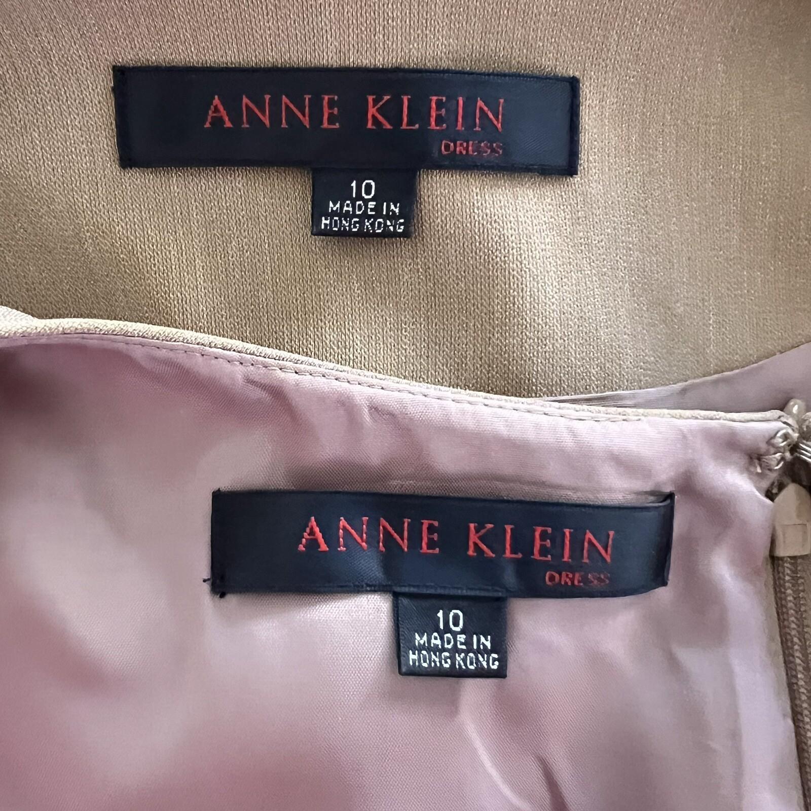 Anne Klein Women Polyester Dress Suit Size 10 Peanut Lined Collarless 2PC