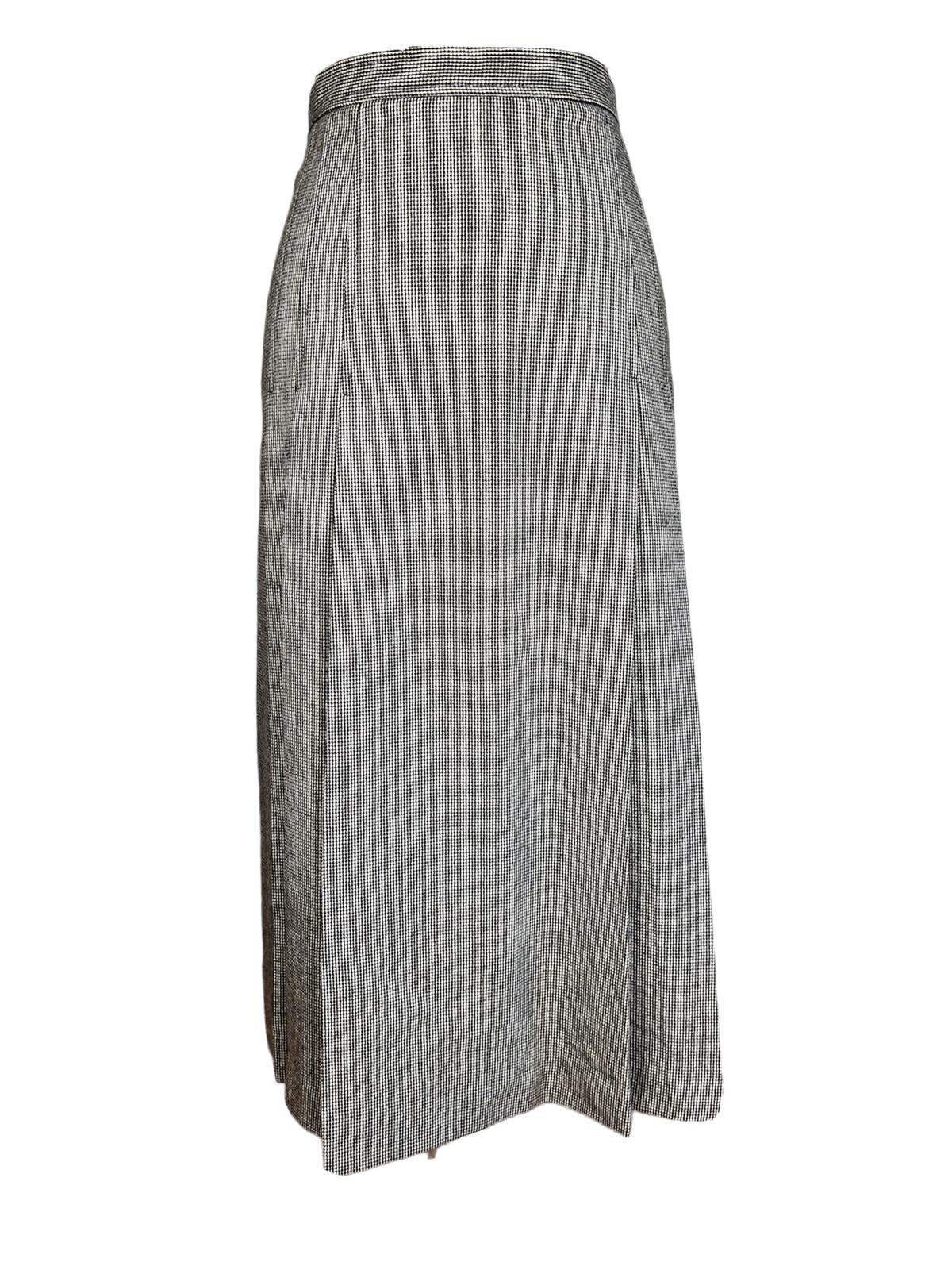 New VTG ILGWU EVAN PICONE Pleated Black White Wool Blend Skirt Size 8