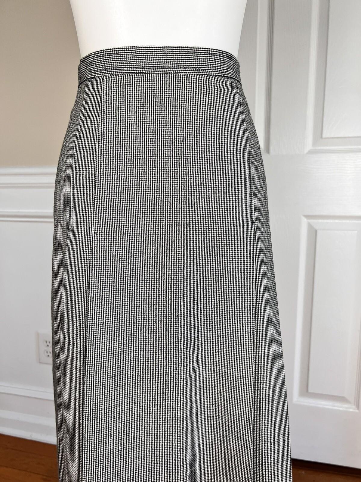 New VTG ILGWU EVAN PICONE Pleated Black White Wool Blend Skirt Size 8