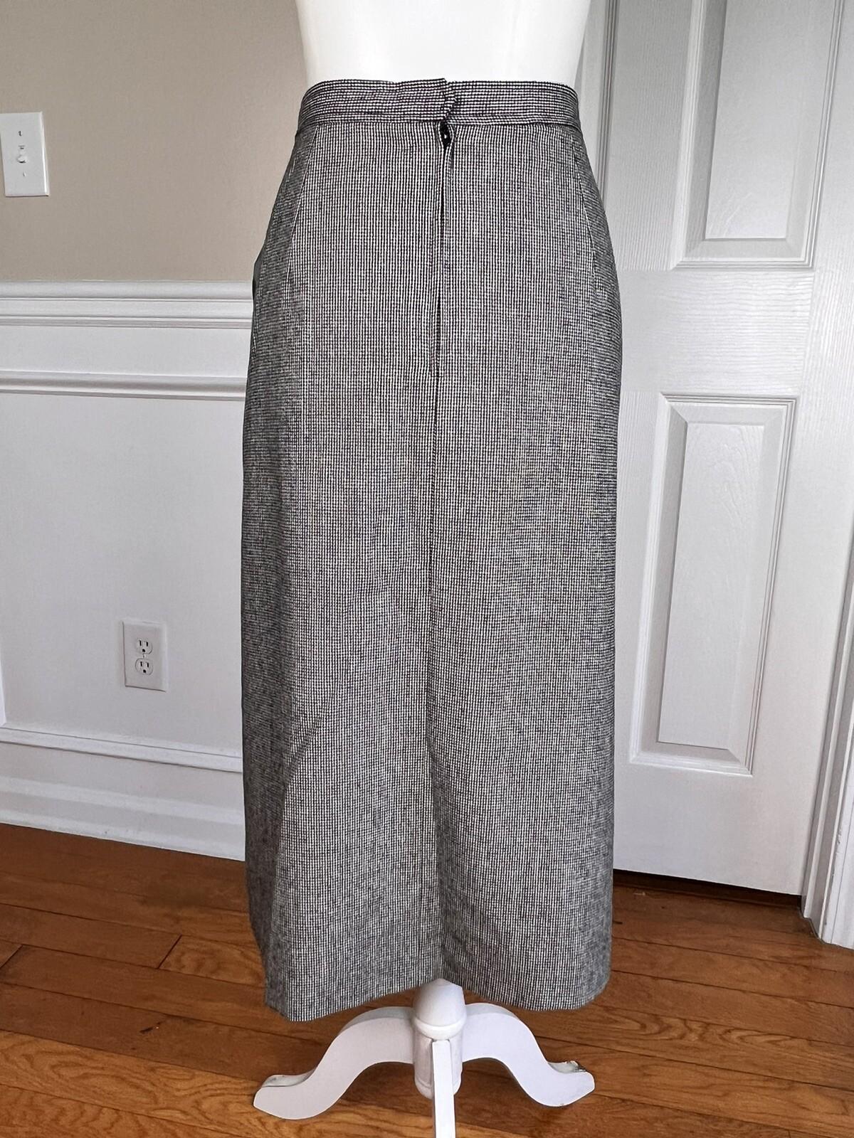New VTG ILGWU EVAN PICONE Pleated Black White Wool Blend Skirt Size 8