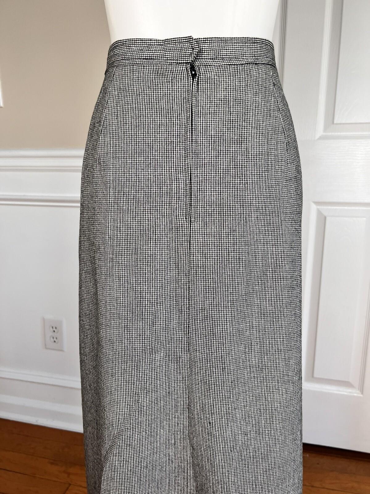 New VTG ILGWU EVAN PICONE Pleated Black White Wool Blend Skirt Size 8