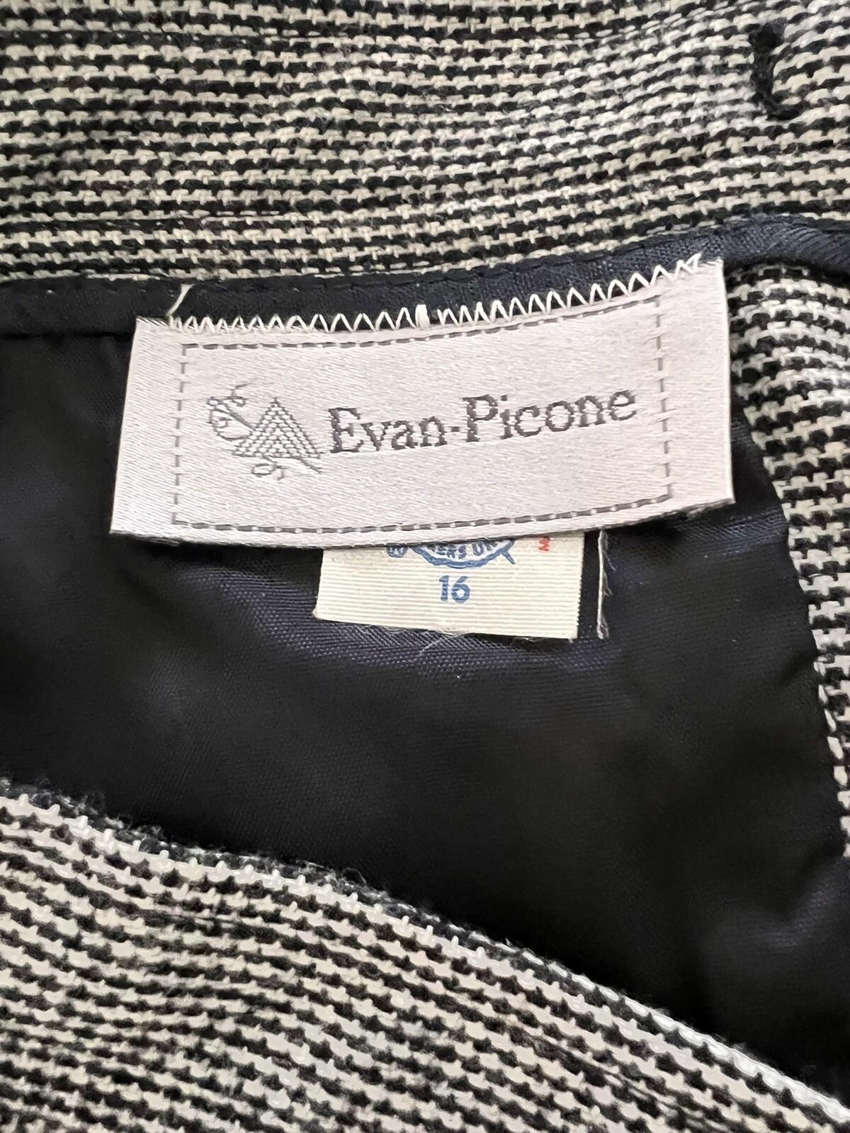 New VTG ILGWU EVAN PICONE Pleated Black White Wool Blend Skirt Size 8