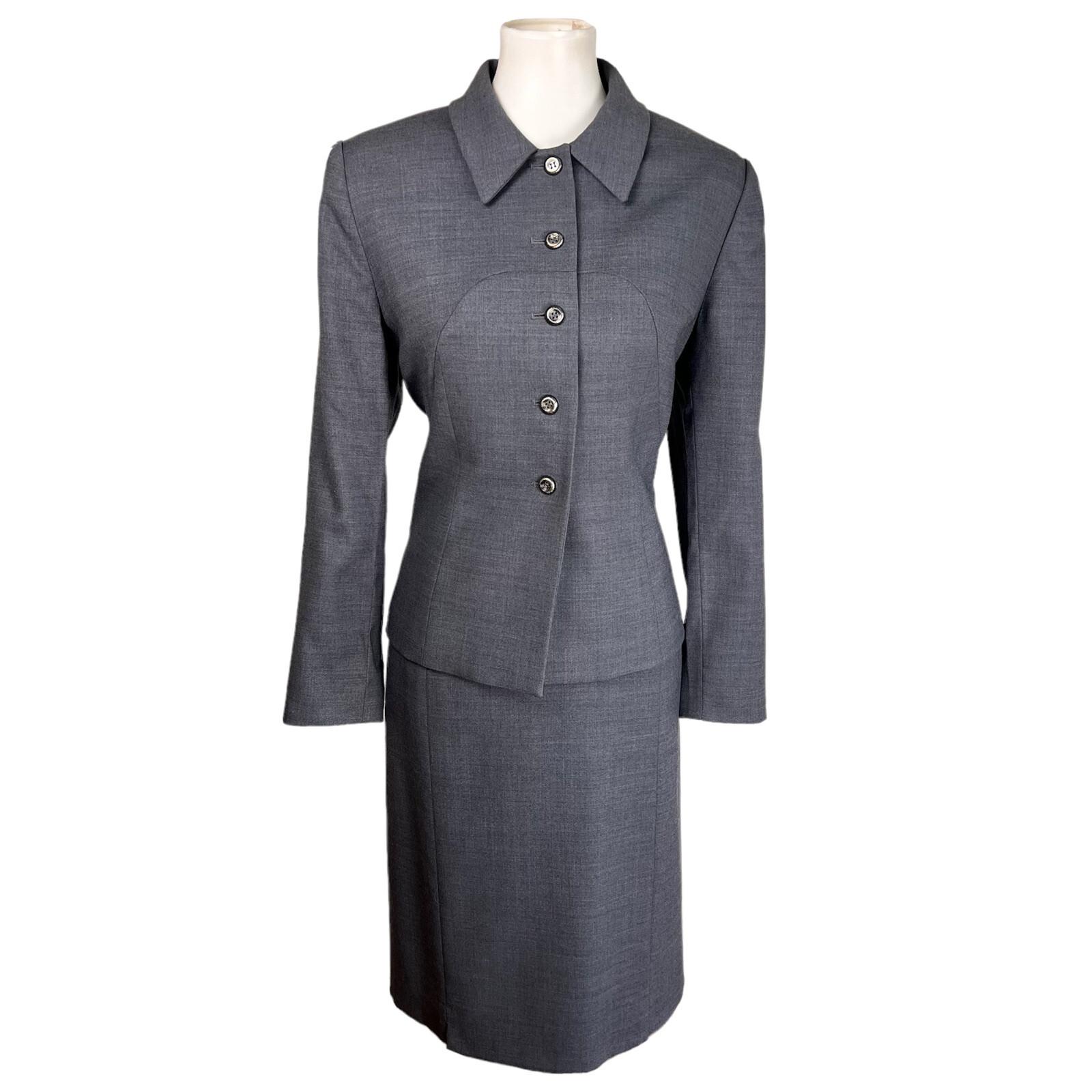 LE SUIT Women 2PC Gray Single Breasted Polyester Lined Skirt Suit Size 12P
