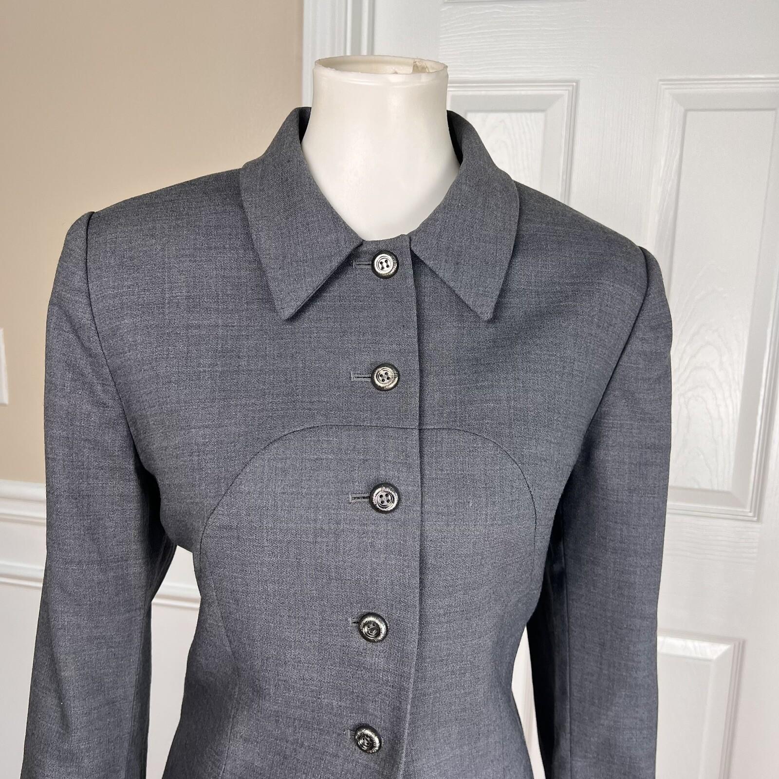 LE SUIT Women 2PC Gray Single Breasted Polyester Lined Skirt Suit Size 12P