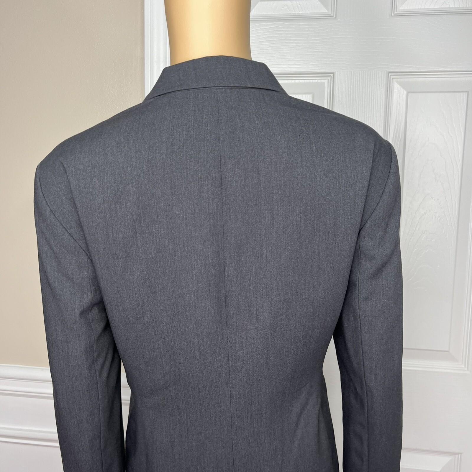 LIZ CLAIBORNE 2PC Charcoal Rayon Stretch Belted Skirt (Size 14) Suit (Size 16P)