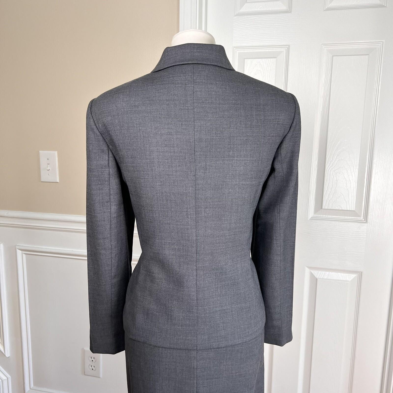 LE SUIT Women 2PC Gray Single Breasted Polyester Lined Skirt Suit Size 12P