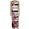 Sandra Darren Maxi Casual Dress 6 Multi Floral Crew Neck Sleeveless Stretch