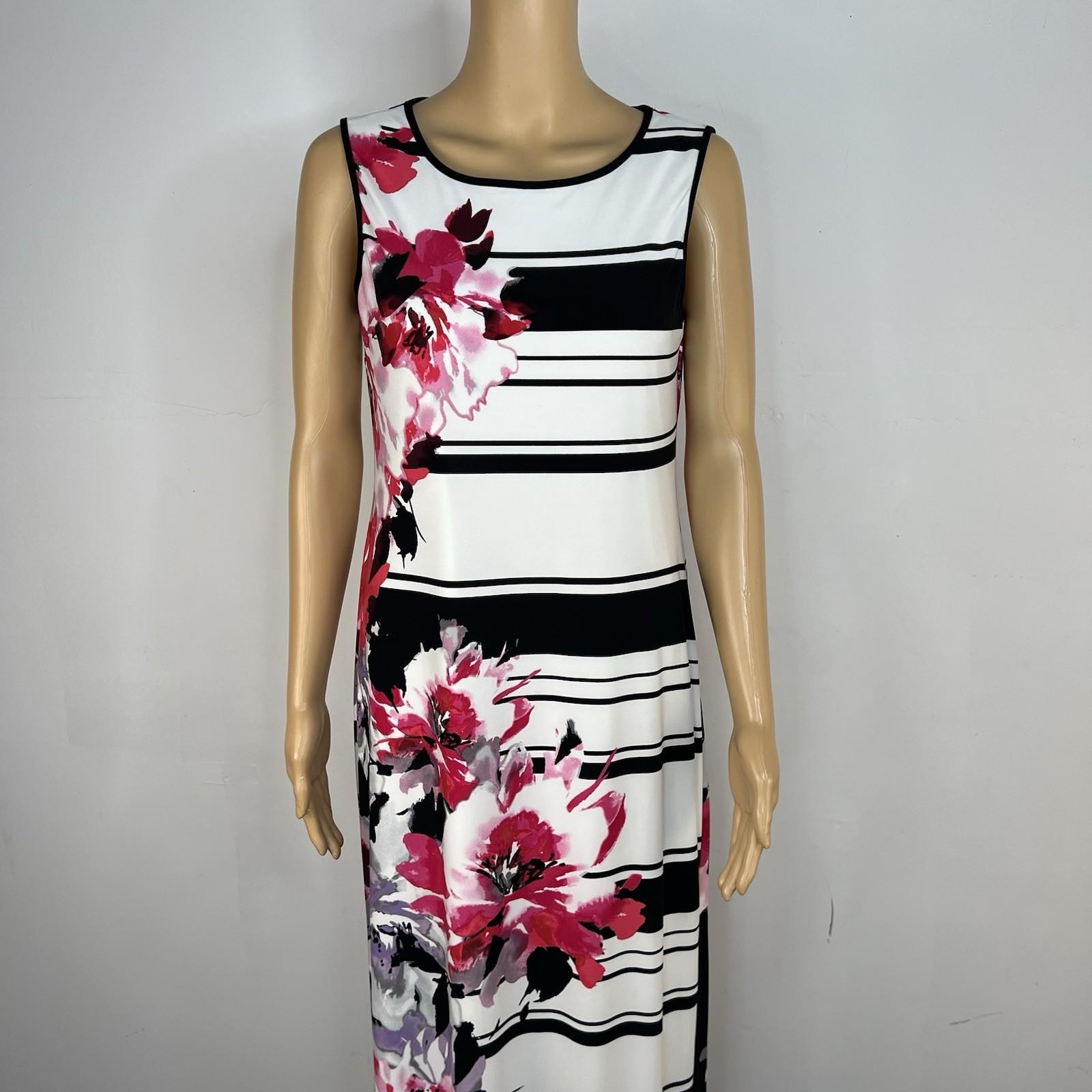Sandra Darren Maxi Casual Dress 6 Multi Floral Crew Neck Sleeveless Stretch