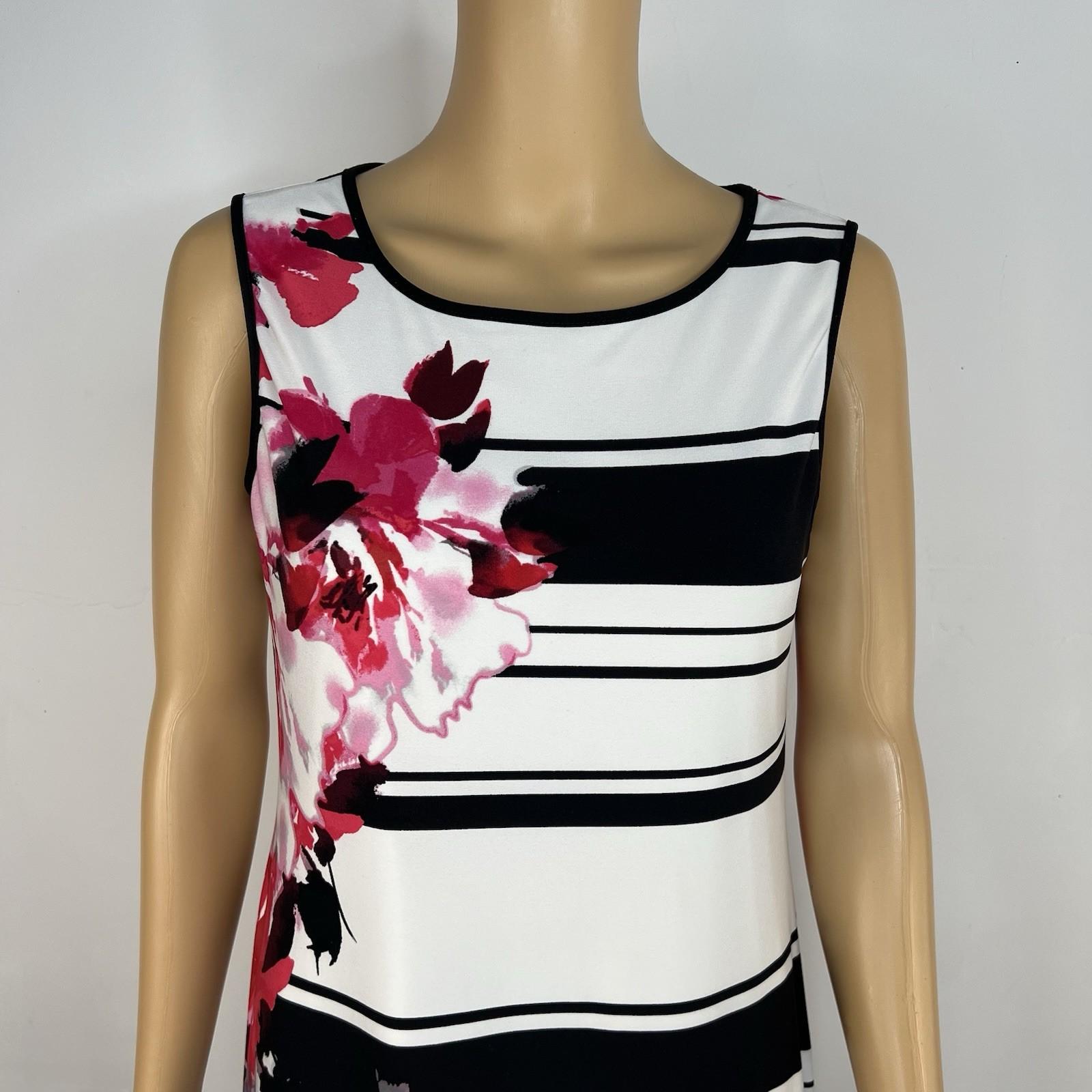 Sandra Darren Maxi Casual Dress 6 Multi Floral Crew Neck Sleeveless Stretch