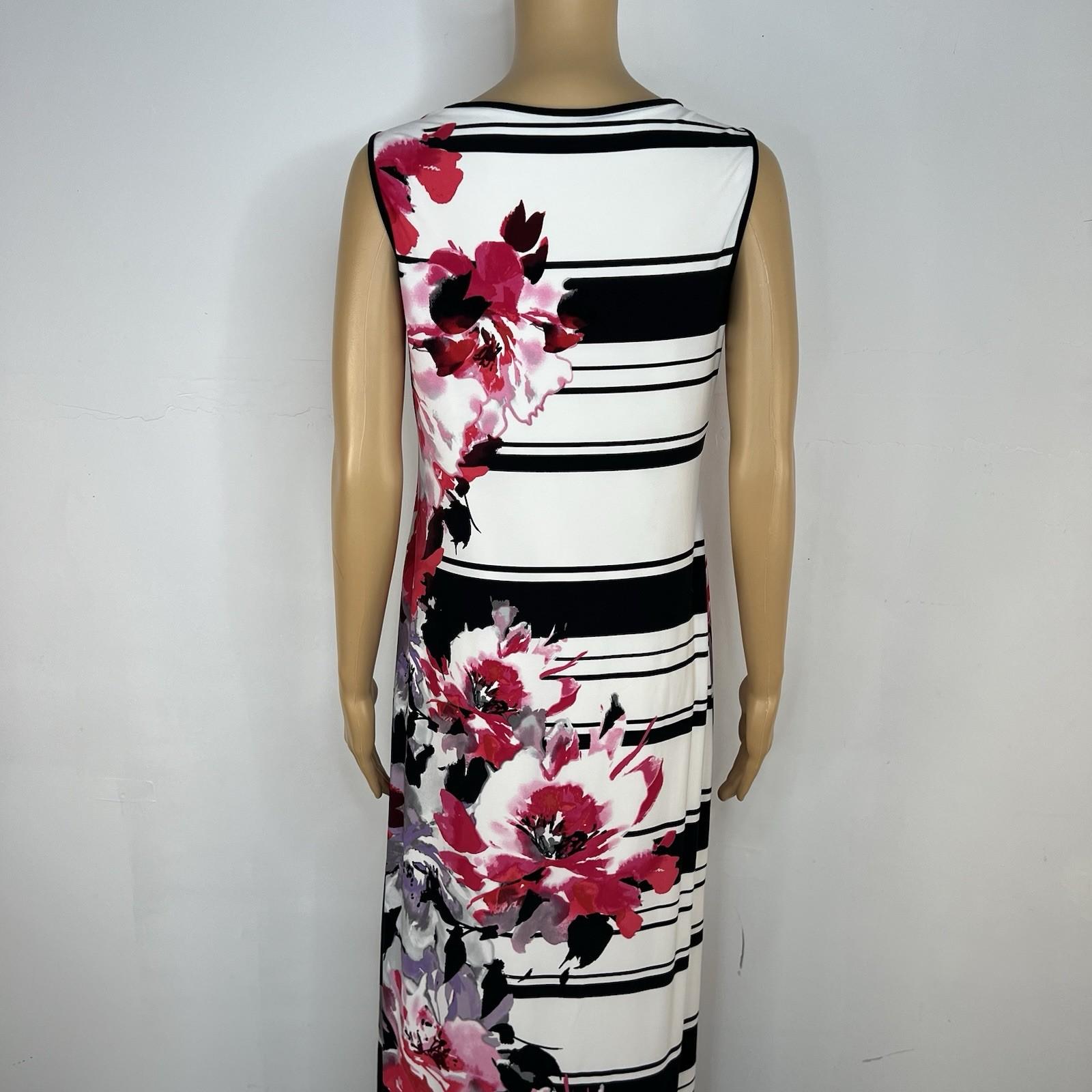 Sandra Darren Maxi Casual Dress 6 Multi Floral Crew Neck Sleeveless Stretch