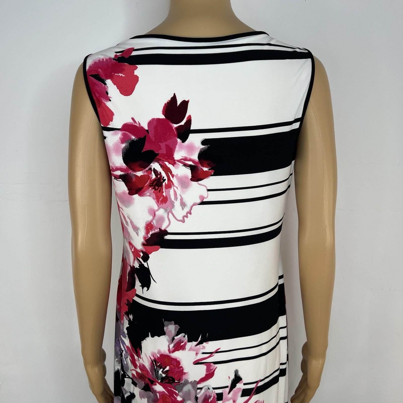 Sandra Darren Maxi Casual Dress 6 Multi Floral Crew Neck Sleeveless Stretch