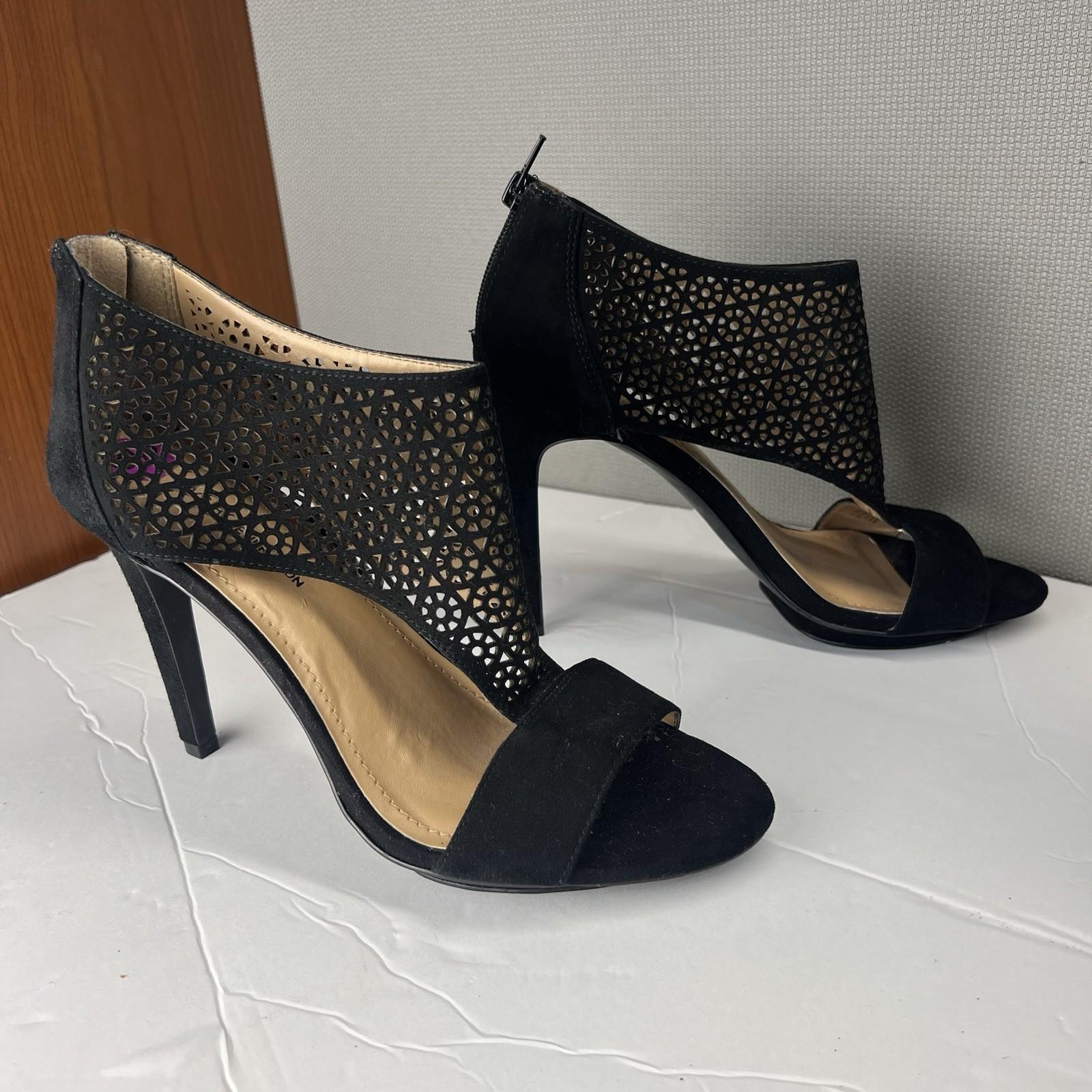 BCBG Generation Kadia Suede Caged 8.5 Perforated Open Toes Dressy Heels Platform