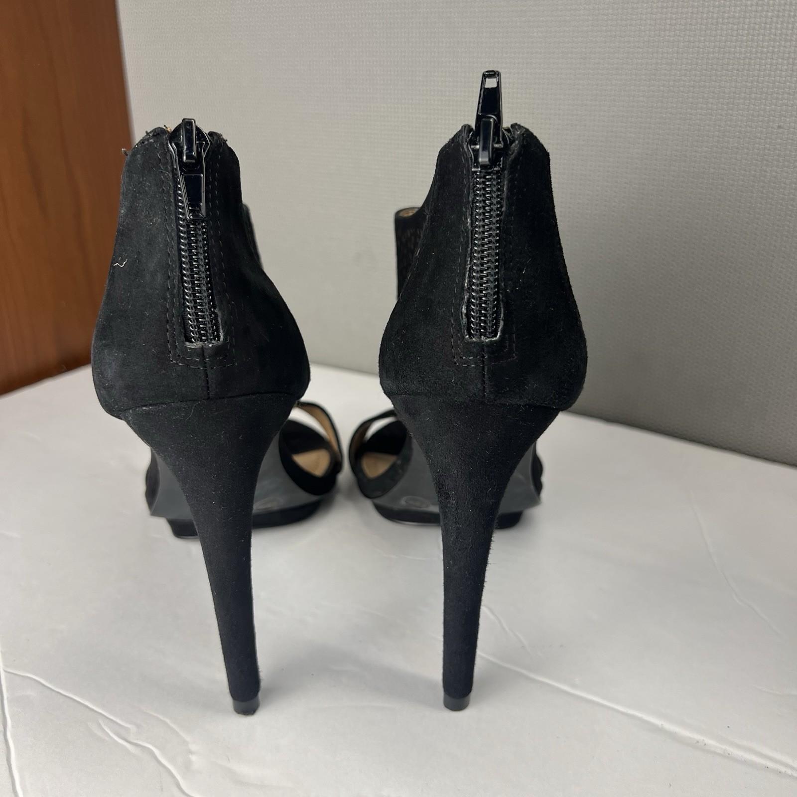 BCBG Generation Kadia Suede Caged 8.5 Perforated Open Toes Dressy Heels Platform
