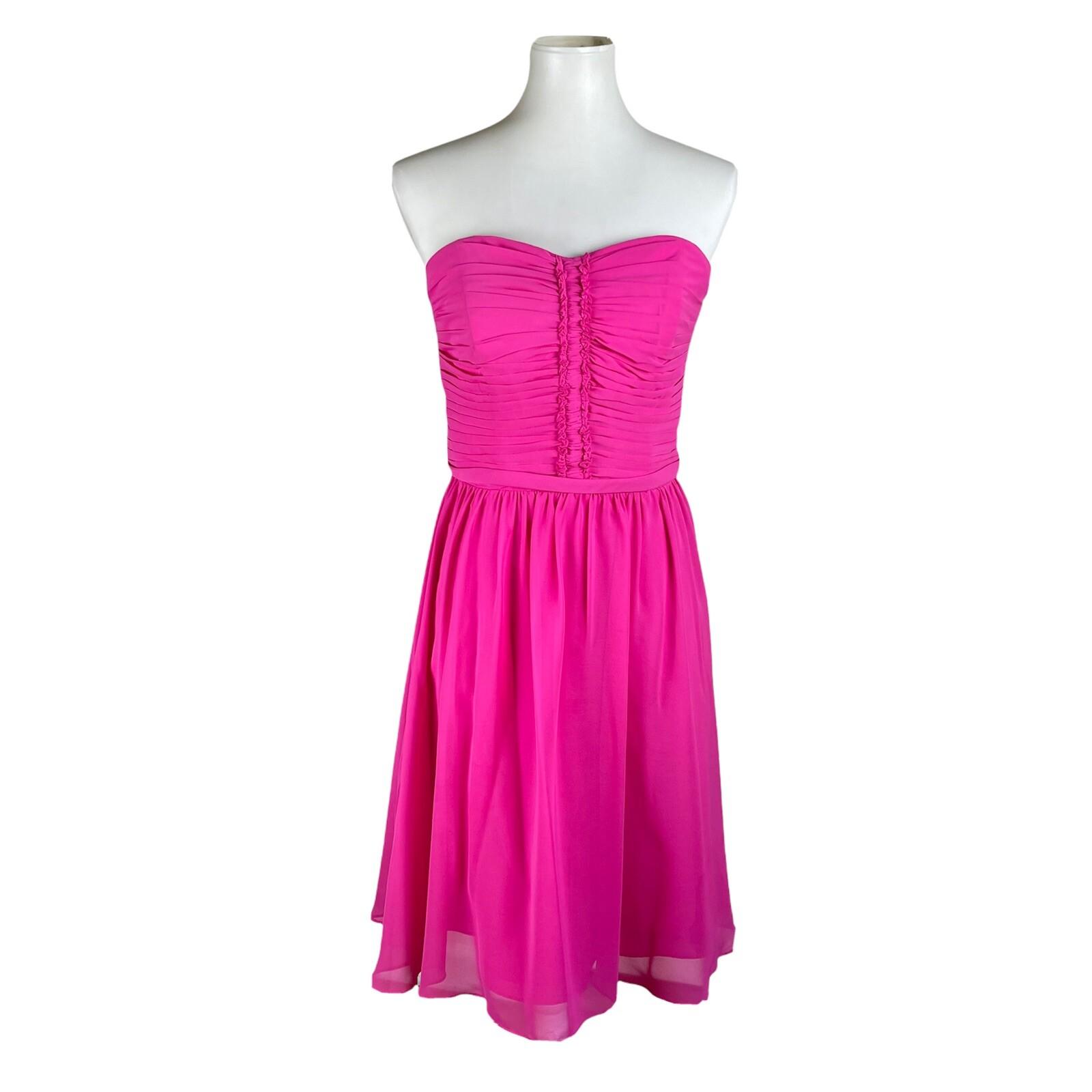 Alfred Angelo Polyester Dress Size 10 Fuchsia Strapless Pleated Sweetheart Flare