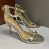 Gianni Bini Antonia Sandals Size 8.5M Gold Metallic T Strap High Heel Stiletto