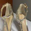 Gianni Bini Antonia Sandals Size 8.5M Gold Metallic T Strap High Heel Stiletto