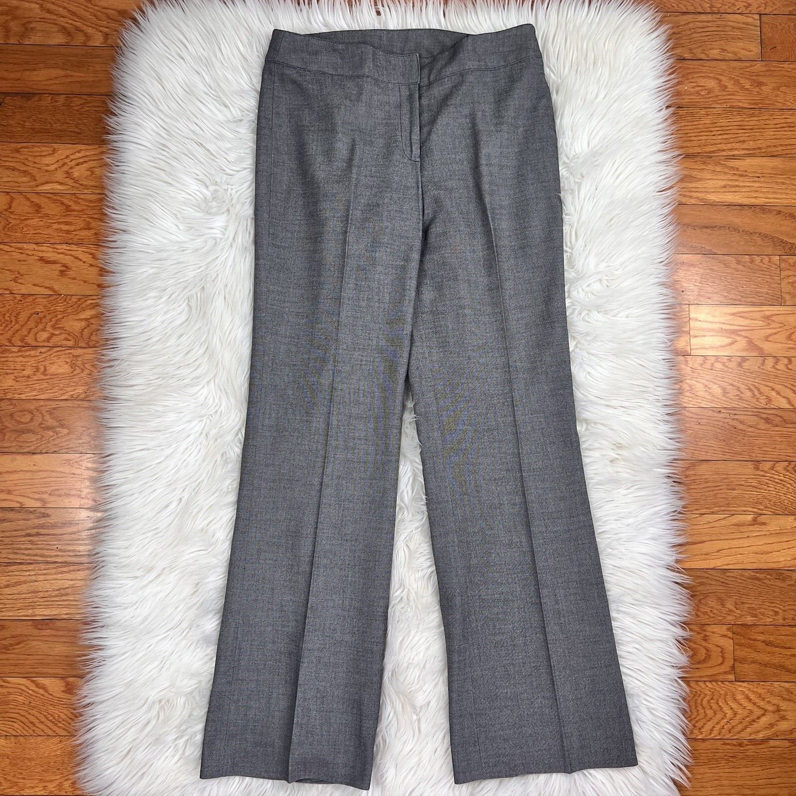 10-7.png Jones New York Polyester Rayon Spandex Pant Suit Size 8 Gray Lined Career 2PC