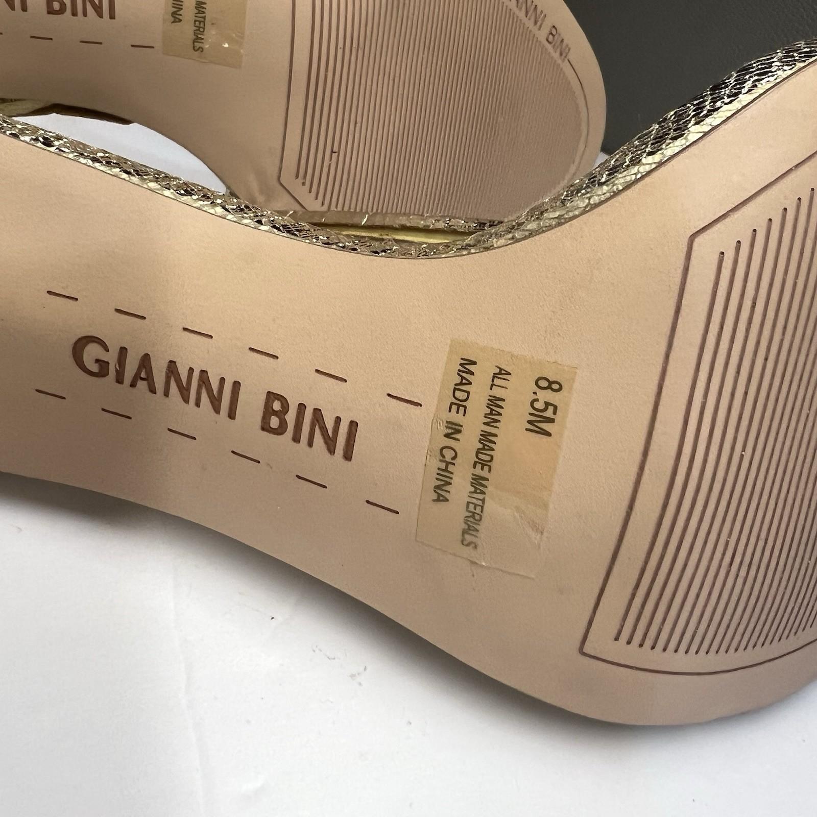 Gianni Bini Antonia Sandals Size 8.5M Gold Metallic T Strap High Heel Stiletto