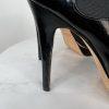 Bebe Patent Leather Booties Size 9M Black Caged  Peep Toe Stiletto Heels Zip