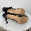 Bebe Patent Leather Booties Size 9M Black Caged  Peep Toe Stiletto Heels Zip