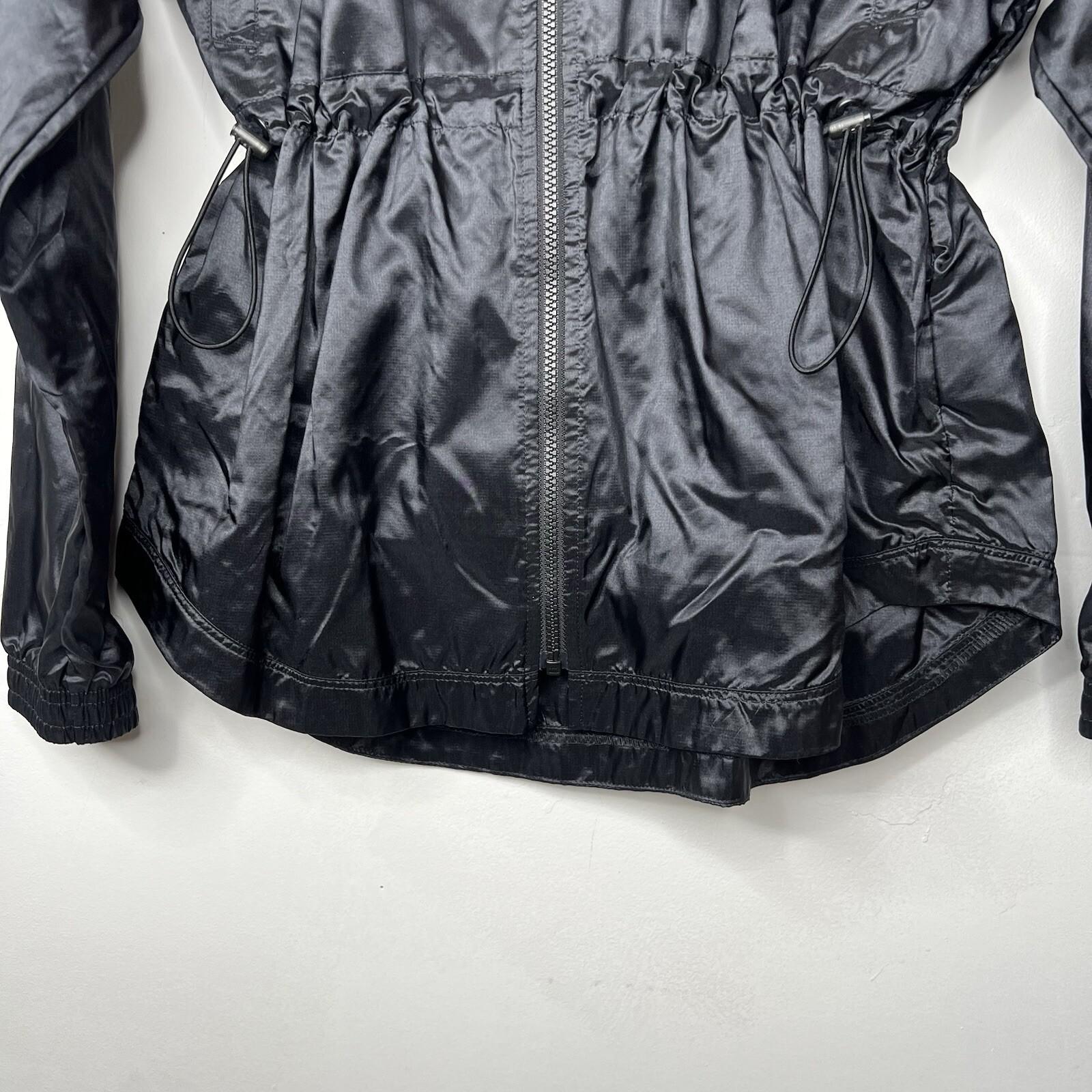 Nike Sportwear Windrunner Jacket Size S Black Dropped Hem Bungee Hood Waist New
