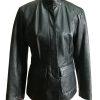 NEWPORT NEWS Women Black Leather Jacket Size S