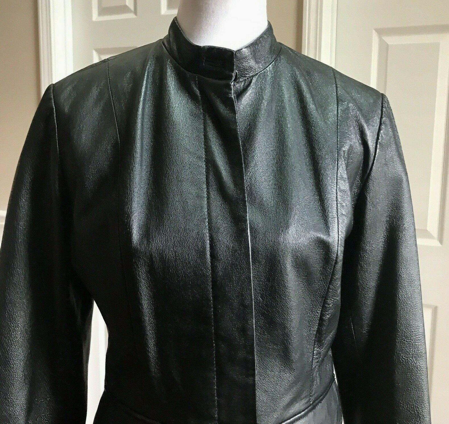 NEWPORT NEWS Women Black Leather Jacket Size S