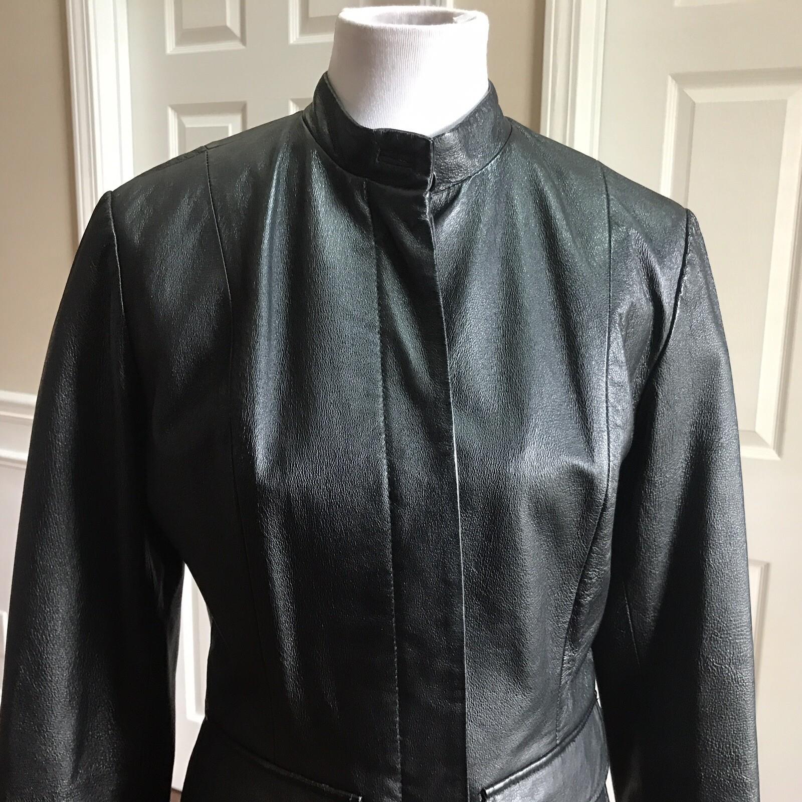 NEWPORT NEWS Women Black Leather Jacket Size S