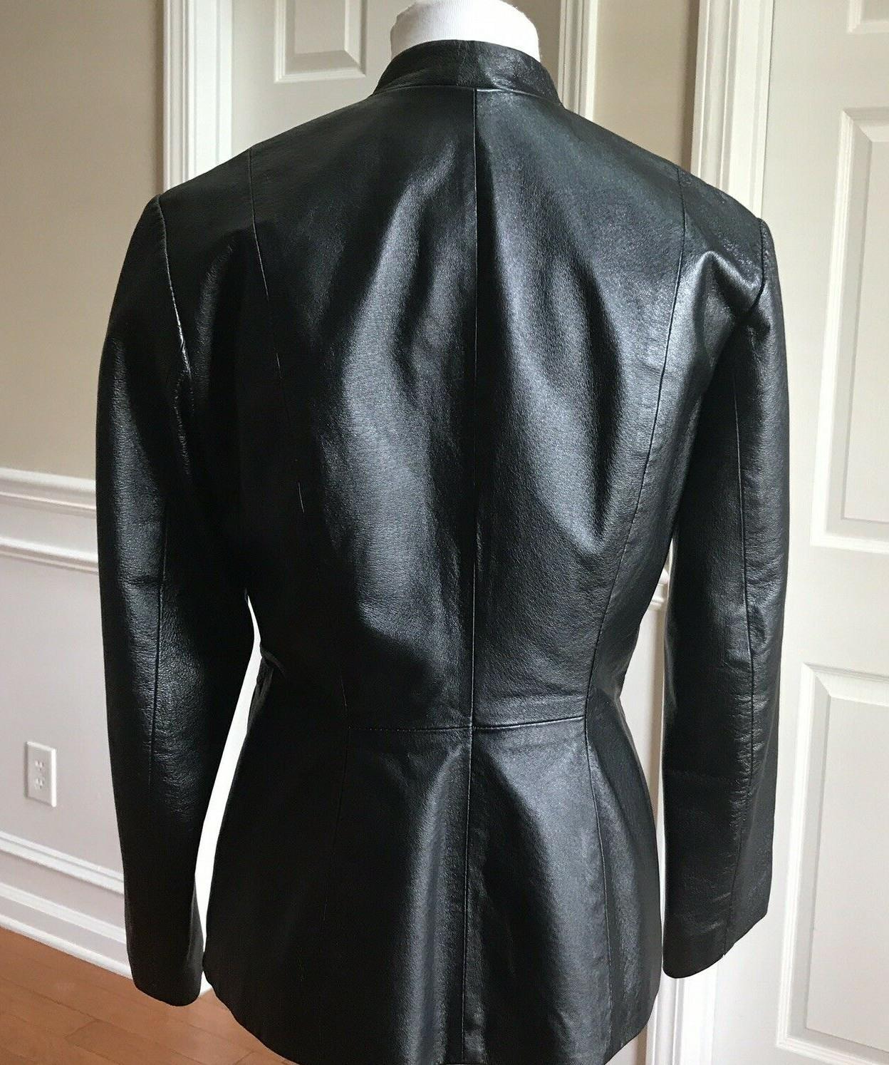 NEWPORT NEWS Women Black Leather Jacket Size S