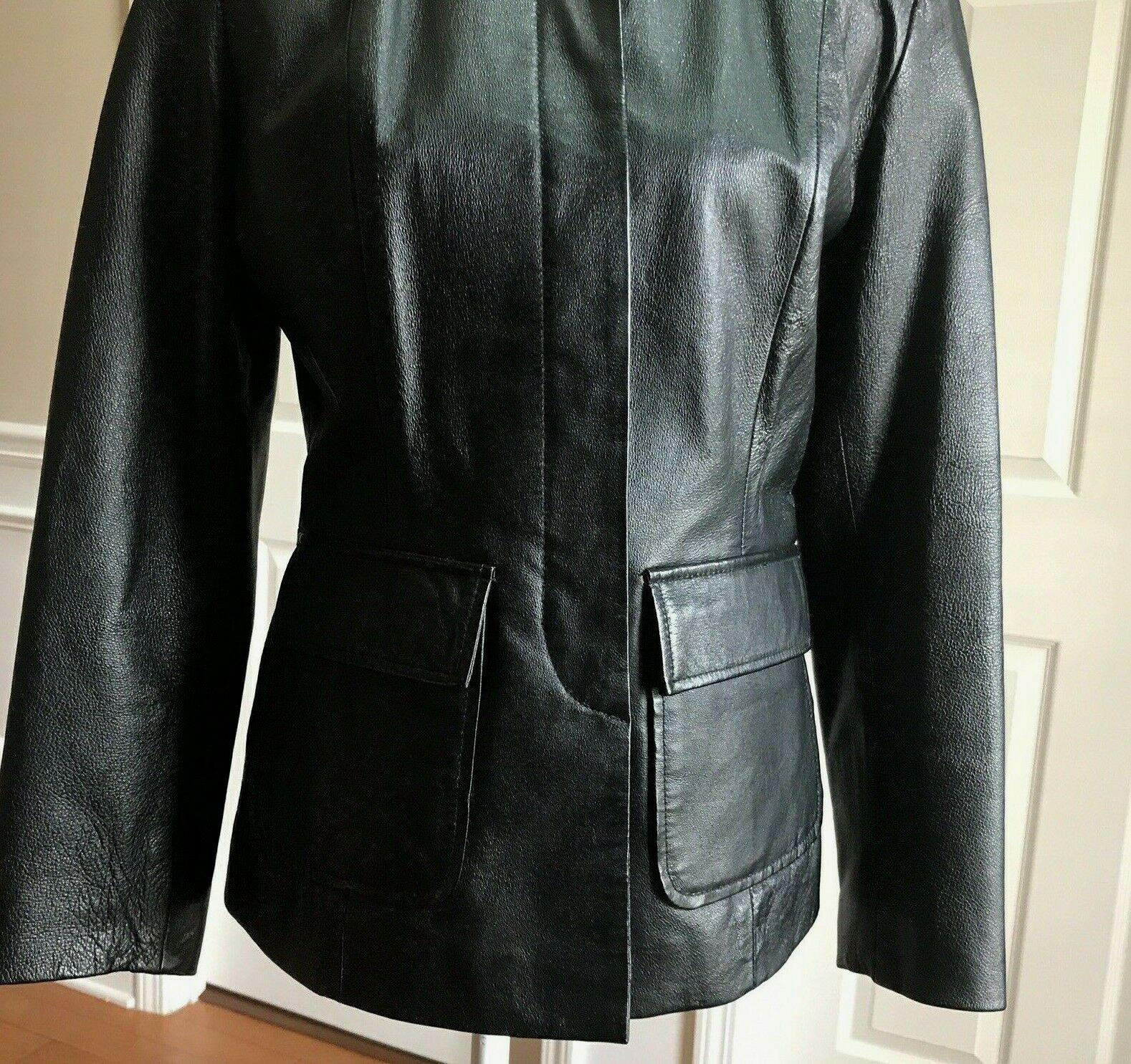 NEWPORT NEWS Women Black Leather Jacket Size S