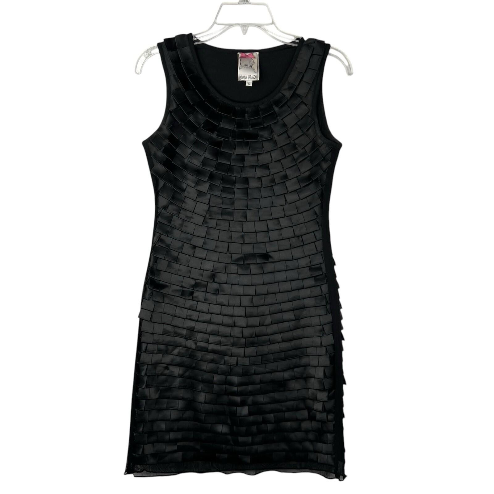 Yoana Baraschi Anthropologie Dress Size 4 Black Pleated Ribbons Sleeveless Lined