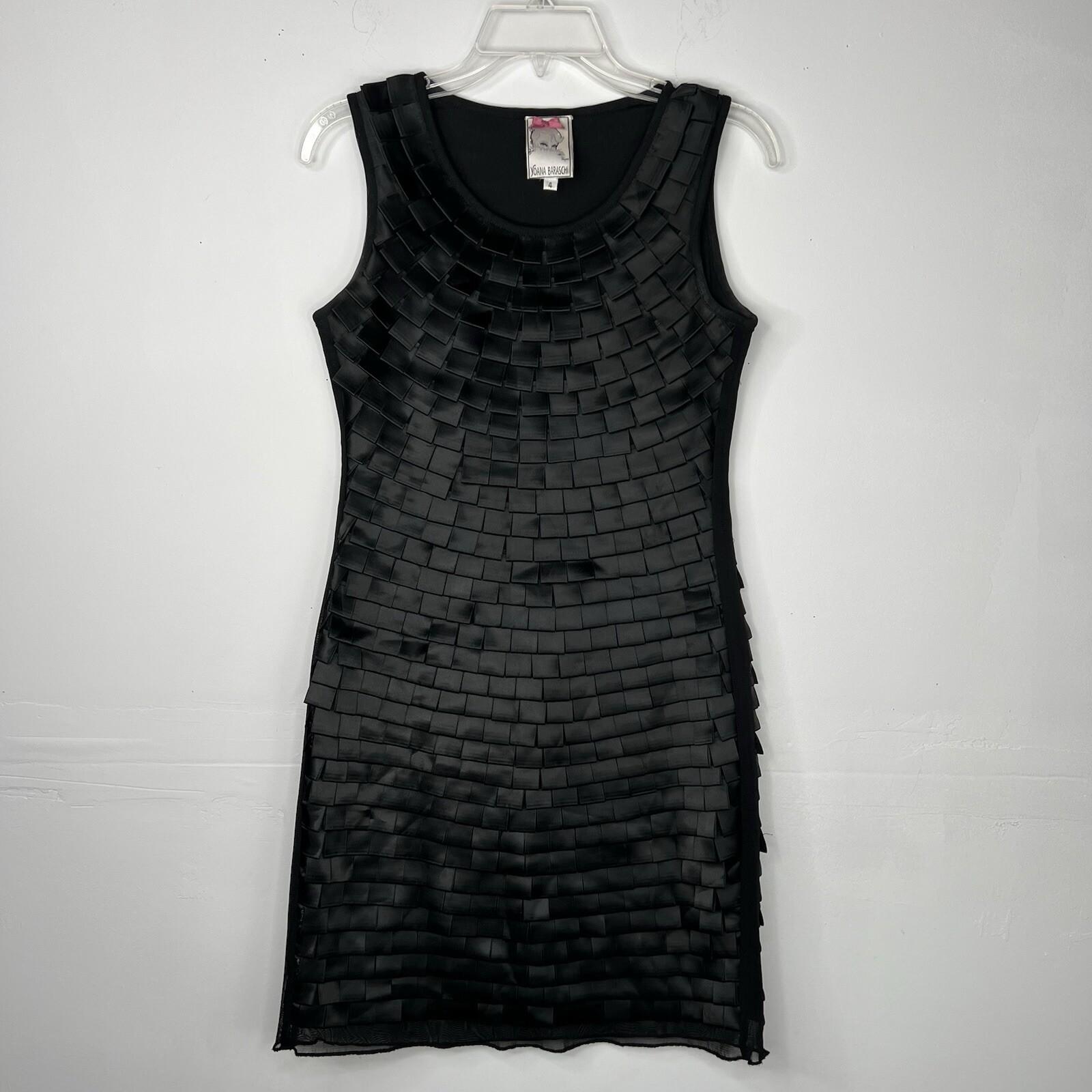 Yoana Baraschi Anthropologie Dress Size 4 Black Pleated Ribbons Sleeveless Lined