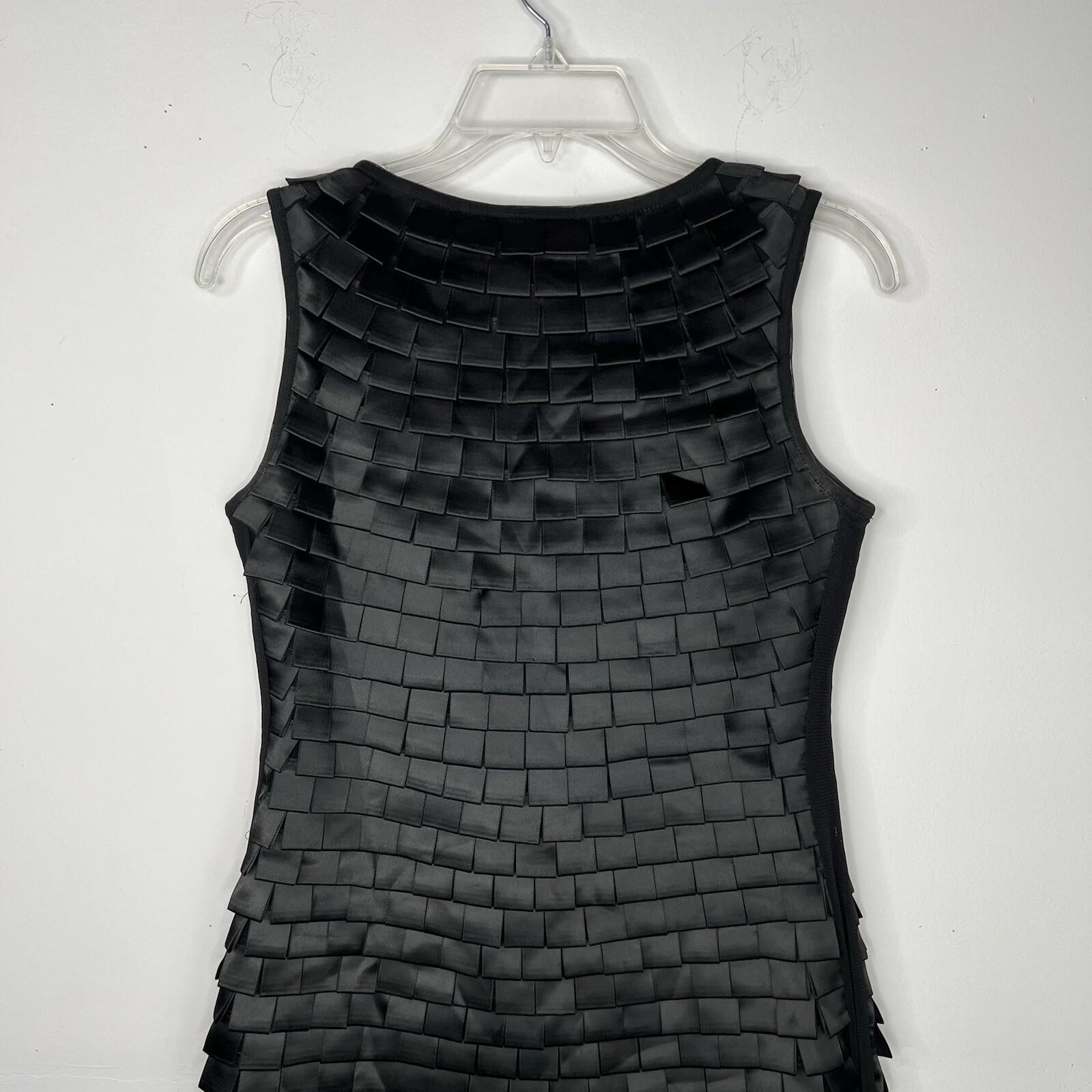 Yoana Baraschi Anthropologie Dress Size 4 Black Pleated Ribbons Sleeveless Lined