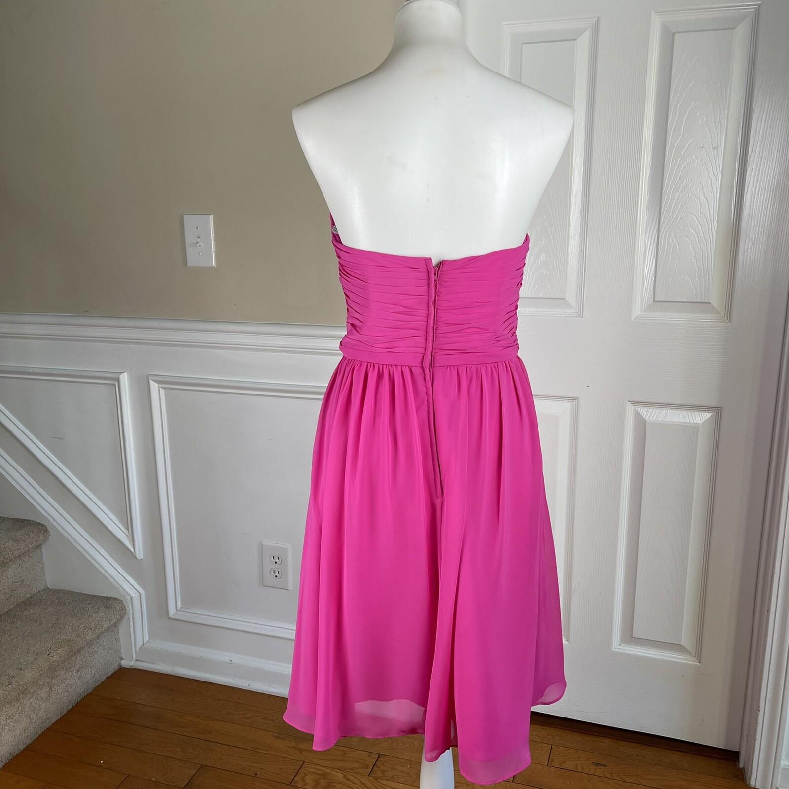 Alfred Angelo Polyester Dress Size 10 Fuchsia Strapless Pleated Sweetheart Flare