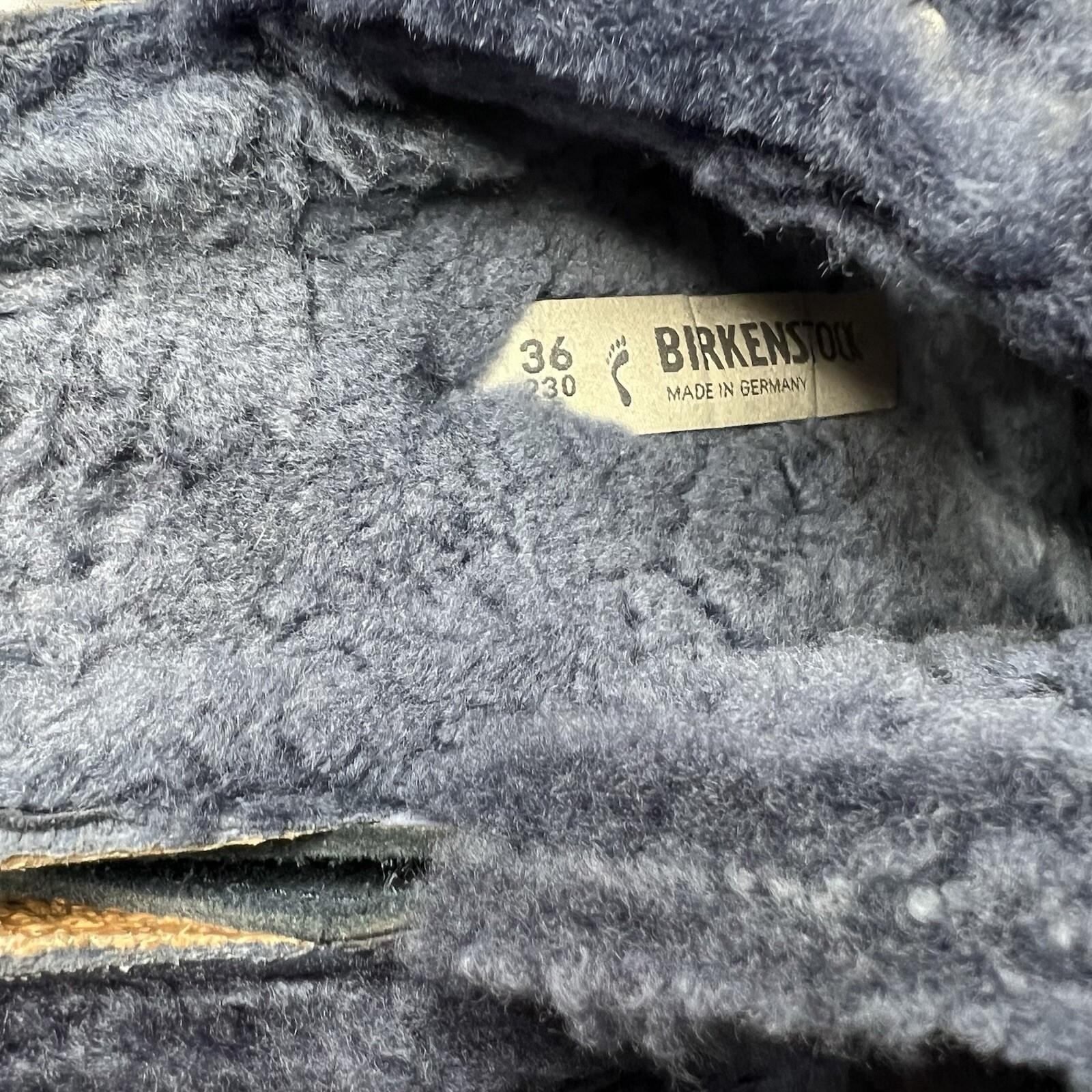 Birkenstock Arizona Navy Shearling Suede Sandals EU 36 US 6 Two Straps Buckle
