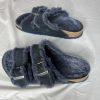 Birkenstock Arizona Navy Shearling Suede Sandals EU 36 US 6 Two Straps Buckle