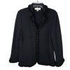 St John Evening By Marie Gray Blazer Size 6 Black Knit Ruffle Hem V Neck Stretch