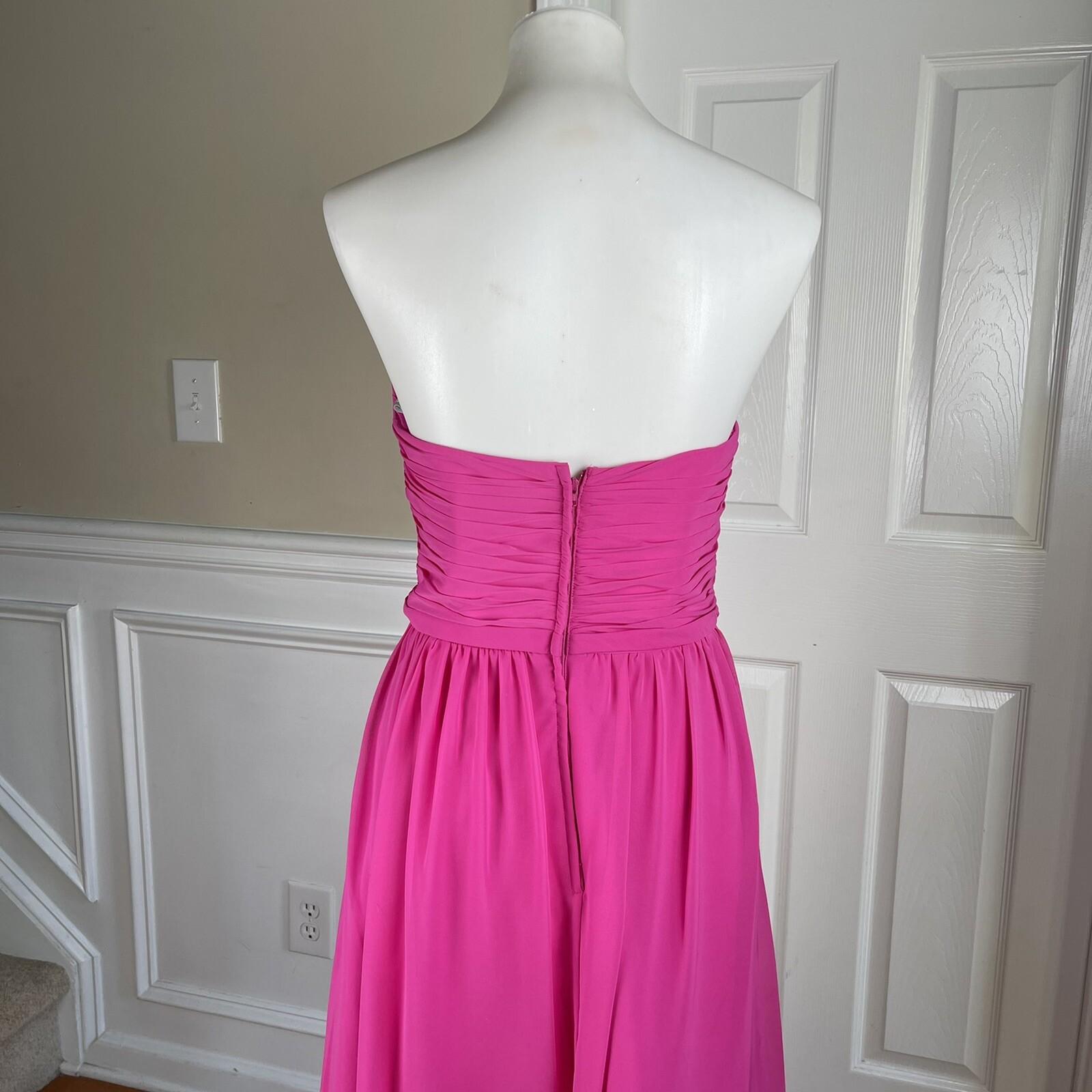 Alfred Angelo Polyester Dress Size 10 Fuchsia Strapless Pleated Sweetheart Flare