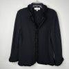 St John Evening By Marie Gray Blazer Size 6 Black Knit Ruffle Hem V Neck Stretch